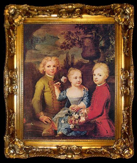 framed  Balthasar Denner Drei Kinder des Ratsherrn Barthold Hinrich Brockes, ta009-2